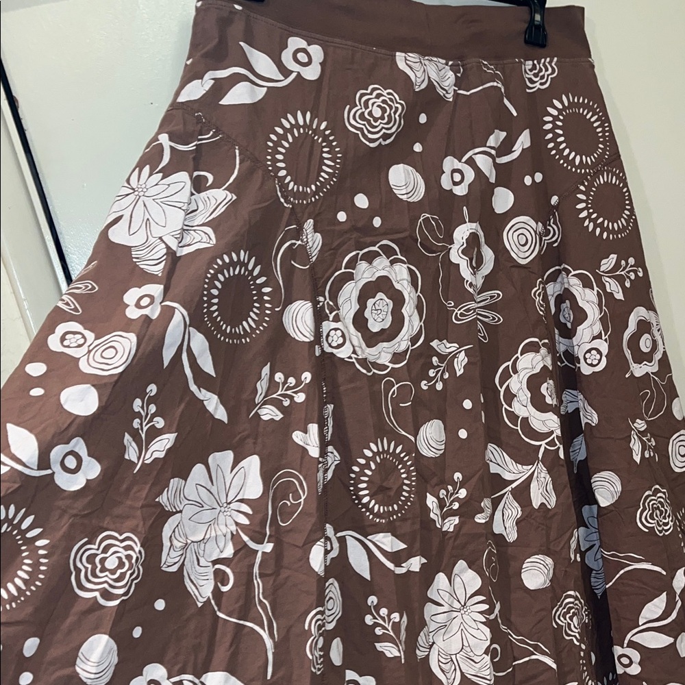 fresh produce Brown Floral A-Line Skirt size large - Picture 5 of 7